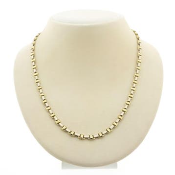 Bicolor gouden fantasie schakelketting, Ophalen of Verzenden, Gebruikt, Overige kleuren, Goud
