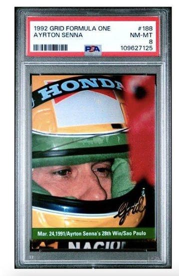 1992 Grid Ayrton Senna #188 - PSA 8 Graded card, Verzamelen, Nieuw