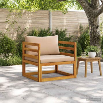 vidaXL Modulaire fauteuil met kussens Massief Acaciahout, Verzenden, Nieuw
