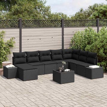 vidaXL Tuin Sofa Set 9 st poly rattan, Verzenden, Nieuw, Meer dan 8 zitplaatsen