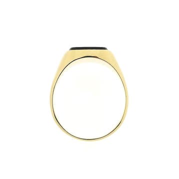 Bicolor gouden zegelring met diamant 0,09 ct., Gebruikt, 19 tot 20, Heer, Ophalen of Verzenden