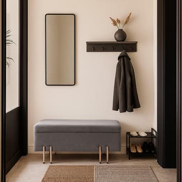 Bankje Dals met opbergruimte 118x40x42 cm grijs [en.casa], Verzenden, Nieuw