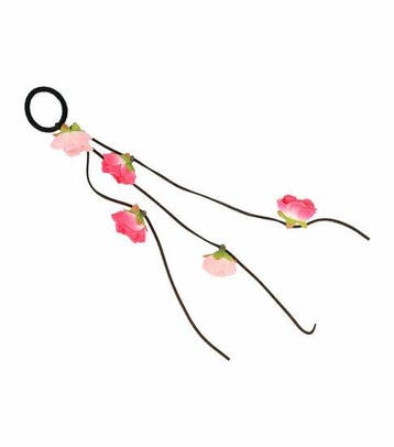 Haarelastiek – Bloemen 4cm - Linten 25cm – Endless – Fuchsia, Nieuw