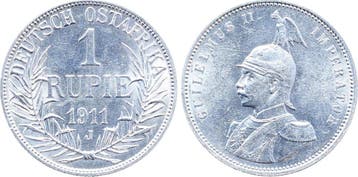 Duitsland 1 Rupie 1911 J Doa Deutsch Ost-afrika Jn 722 vz..., Postzegels en Munten, Verzenden