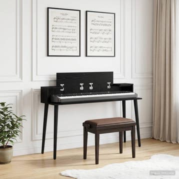 vidaXL studiobureau Zwart eiken 110 x 36 x 19,5 cm Bewerkt, Muziek en Instrumenten, Keyboards, Verzenden, Nieuw