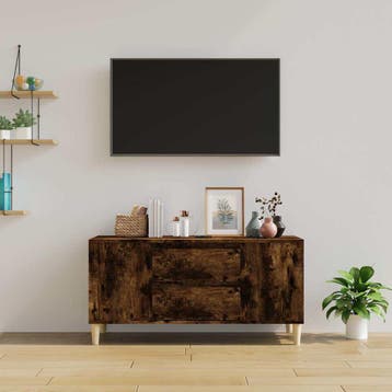 vidaXL Tv-meubel 102x44,5x50 cm bewerkt hout gerookt, Minder dan 50 cm, Verzenden, Nieuw, Minder dan 100 cm