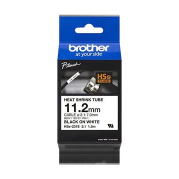 Brother HSe-231E krimpkous tape zwart op wit 12 mm, Computers en Software, Printerbenodigdheden, Verzenden, Nieuw, Printertape