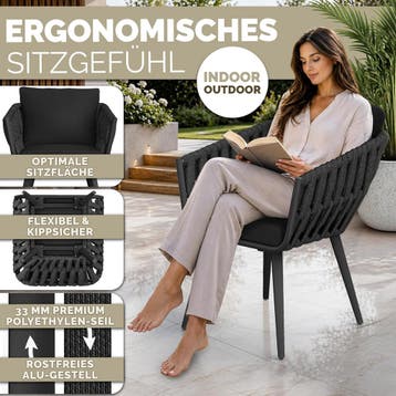 Tuinstoelen - Weerbestendig - Met armleuning - Set van 6 - Z, Verzenden, Zo goed als nieuw