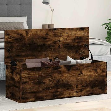 vidaXL Opbergbox 102x35x35 cm bewerkt hout gerookt, Huis en Inrichting, Verzenden, Nieuw