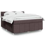 vidaXL Boxspring met matras stof donkerbruin 180x200 cm, Huis en Inrichting, Slaapkamer | Bedden, Eenpersoons, Bruin, Verzenden