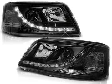 Koplampen VW T5 03-09 Devil Eyes real DRL LED Zwart, Ophalen of Verzenden, Nieuw