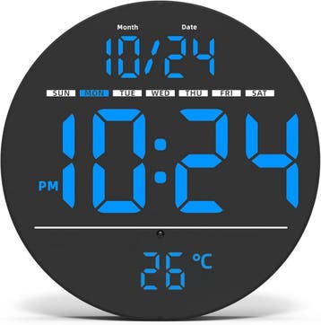Tyme Digitale Wandklok LED - 20cm - Stil - Automatische, Ophalen of Verzenden, Zo goed als nieuw