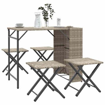 vidaXL 5-delige Tuinset inklapbaar poly rattan lichtgrijs, Verzenden, Nieuw, Tuinset