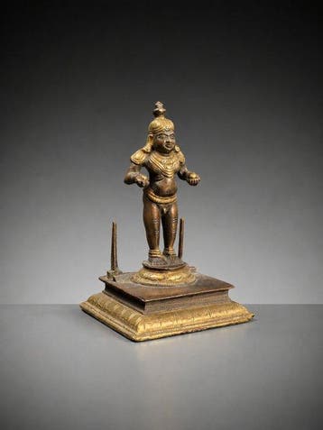 Beeld, Navaneeta Krishna - Mid 20th c. - 13 cm - Brons,