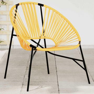 vidaXL Tuinstoel Egg poly rattan zwart en geel, Tuin en Terras, Tuinstoelen, Verzenden, Nieuw