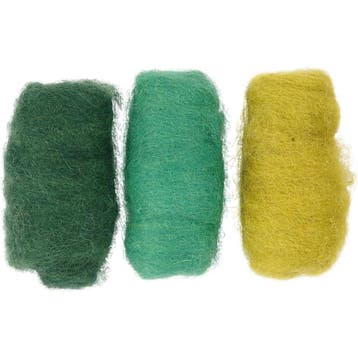 Gekaarde Wol, groen/turquoise harmonie, 3x10 gr/ 1 doos, Nieuw