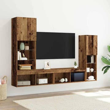 vidaXL TV-kast 4 st Oud hout Bewerkt hout, Minder dan 50 cm, Verzenden, Nieuw, Minder dan 100 cm