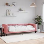 vidaXL Slaapbank met matras 80x200 cm fluweel roze, Eenpersoons, Verzenden, Nieuw, 80 cm