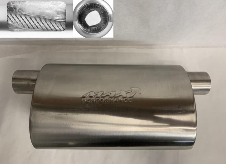 MAX Spiral Straight Flo Performance rvs uitlaat demper 2,5, Auto-onderdelen, Overige Auto-onderdelen, Nieuw, Ophalen of Verzenden