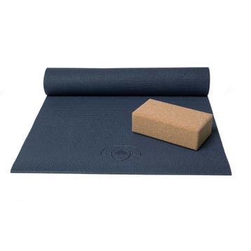 Basispakket yogamat en blok - indigo, Sport en Fitness, Verzenden, Nieuw