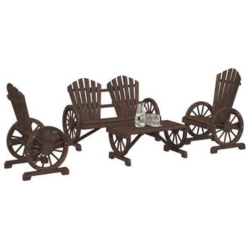 vidaXL 4-delige Loungeset massief vurenhout, Verzenden, Nieuw, Hout, Loungeset