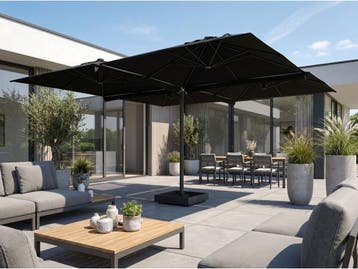 Veiling - Vierdubbele hangende parasol zwart 4 * 300x300cm, Tuin en Terras, Nieuw