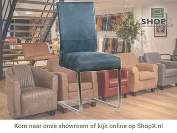 Leren eetkamerstoel Remix - Kenia Denim (blauw) - Sledepoot, Blauw, Nieuw, Ophalen of Verzenden, Eén