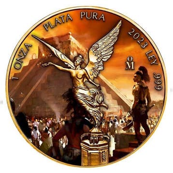 Mexico. 1 Onza 2023 1 oz Mexican Libertad Aztec Pyramid Folk