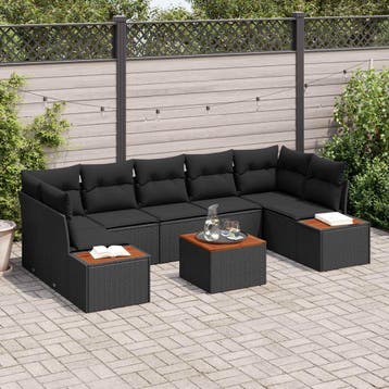 vidaXL Tuin Sofa Set 8 st Zwart Poly riet, Tuin en Terras, Verzenden, Nieuw, 8 zitplaatsen