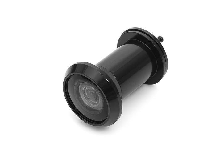 Deurspion Big Eye 200° zwart - voor voordeur - Dulimex, Doe-het-zelf en Verbouw, Hang- en Sluitwerk, Overige typen, Nieuw, Koper of Messing