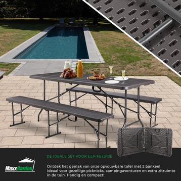 MaxxGarden Vouwtafel - Inklapbare Picknickset - met 2 Zit..., Verzenden, Nieuw