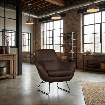 Leren fauteuil Fame - Rancho Brown (bruin), Huis en Inrichting, Fauteuils, Nieuw, Ophalen of Verzenden, 75 tot 100 cm, Industrieel, Modern