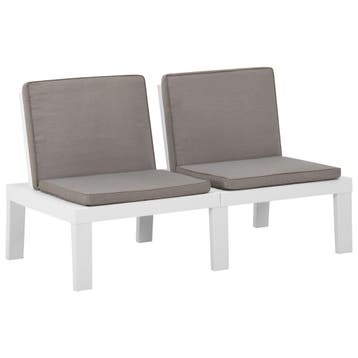vidaXL Loungebank met kussen kunststof wit, Tuin en Terras, Tuinbanken, Verzenden, Nieuw, Kunststof