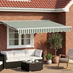 vidaXL Elektrisch Uittrekbaar Zonnescherm Groen en Wit 3 x, Verzenden, Nieuw