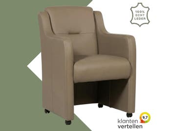Leren eetkamerstoel Mass - Toledo Mocca (taupe/bruin) -, Eigentijds, Modern, Bruin, Nieuw, Leer