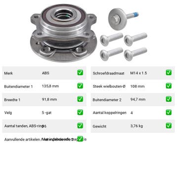 Wiellager Achteras Volvo XC60 T5 (2017-2020), Verzenden, Nieuw, Volvo