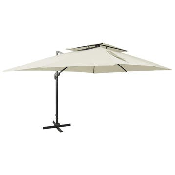 Parasol 400x300cm Dubbel Dak | Tweedekansje | OP=OP, Verstelbaar, Ophalen of Verzenden, 3 tot 4 meter, Zweefparasol