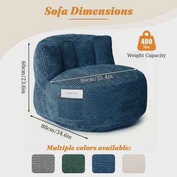 Comfortabele Corduroy Beanbag Fauteuil - Zachte Zitzak Bank, Verzenden, Nieuw