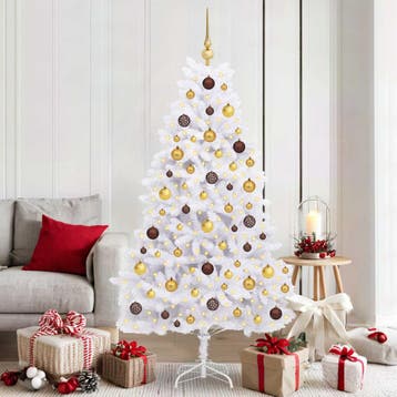 vidaXL Kunstkerstboom 180 cm PVC en staal Wit, Verzenden, Nieuw
