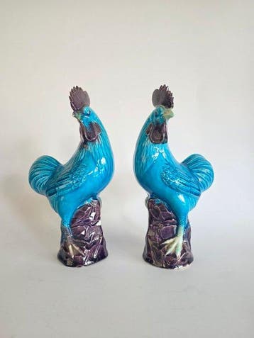 Chinese porseleinen hanen - turkoois - China (Zonder