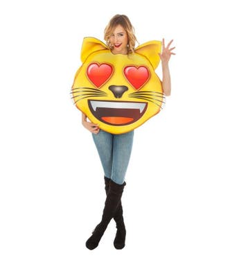 Emoji kostuum Kat Hartjesogen, Kleding | Dames, Carnavalskleding en Feestkleding, Ophalen of Verzenden, Nieuw