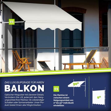 Klemluifel - Balkon luifel - Verticale luifel - 300 cm - Bei, Verzenden, Zo goed als nieuw