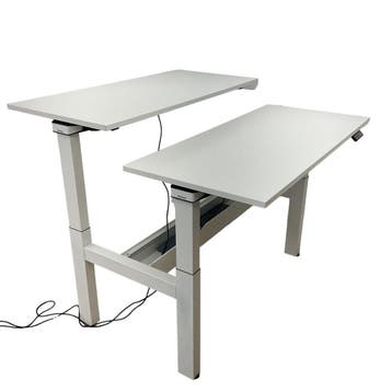 Steelcase Ology Duo Werkplek - 140x60 cm witte bureaubladen, Huis en Inrichting, Bureaus, Verzenden, In hoogte verstelbaar, Zo goed als nieuw