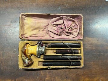 Pipa da caccia Gesteckpfeife con custodia - 3 Punzoni:, Verzamelen, Nieuw