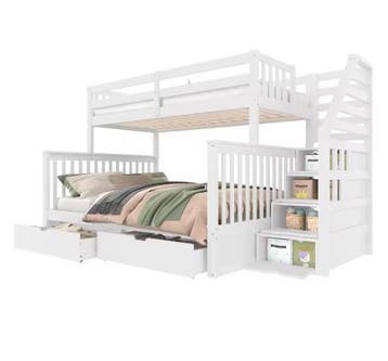 Moderne Kinder Stapelbedden 90x200 + 140x200 cm met Lades, Verzenden, Nieuw