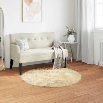 vidaXL Tapijt van imitatie TAFALLA Crèmekleurig Ø 80 cm, Verzenden, Nieuw, Crème