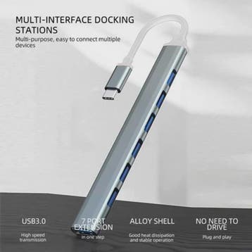 7-Poorts USB-C Hub met USB 3.0 - Type C Multi-poort Adapter, Verzenden, Nieuw