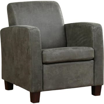 Leren fauteuil Joy - Kenia Antracite (grijs) - Poten hout, Nieuw, Ophalen of Verzenden, Eigentijds, Klassiek, Modern, 50 tot 75 cm