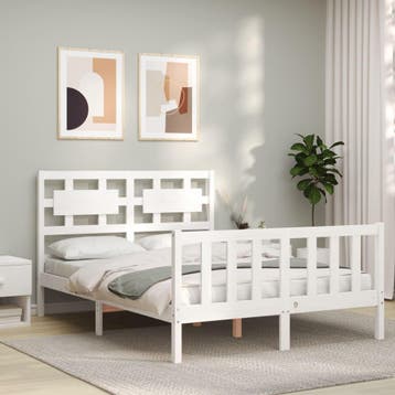 vidaXL Bedframe zonder matras massief grenenhout wit 120x200, Huis en Inrichting, Slaapkamer | Bedden, Verzenden, Wit, Nieuw, Twijfelaar