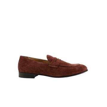 ISAIA NAPOLI - 9 UK - 43 IT - Penny Loafers Shoes Off-Red, Nieuw